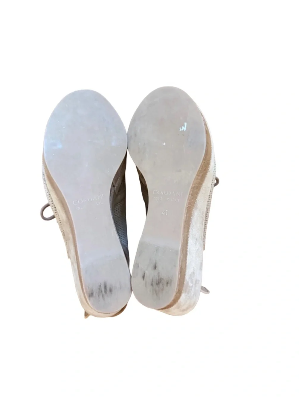 Cordani Suede Peep-Toe Wedge Sandals in Beige